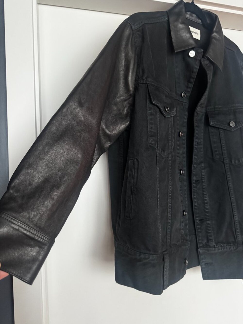 KHAITE Grizzo Prescott Denim & Lambskin Leather Jacket NWT - Picture 4 of 10